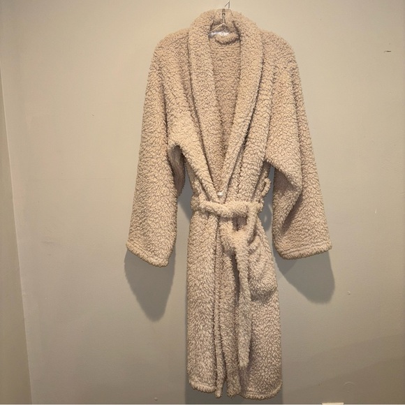 Pottery Barn Teddy Bear Robe Tan Size L Cozy Fleece Robe - Picture 2 of 13